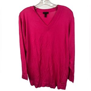 ESCADA Women's Pink V-Neck Lightweight Jersey‎ Knit Sweater- Size Medium